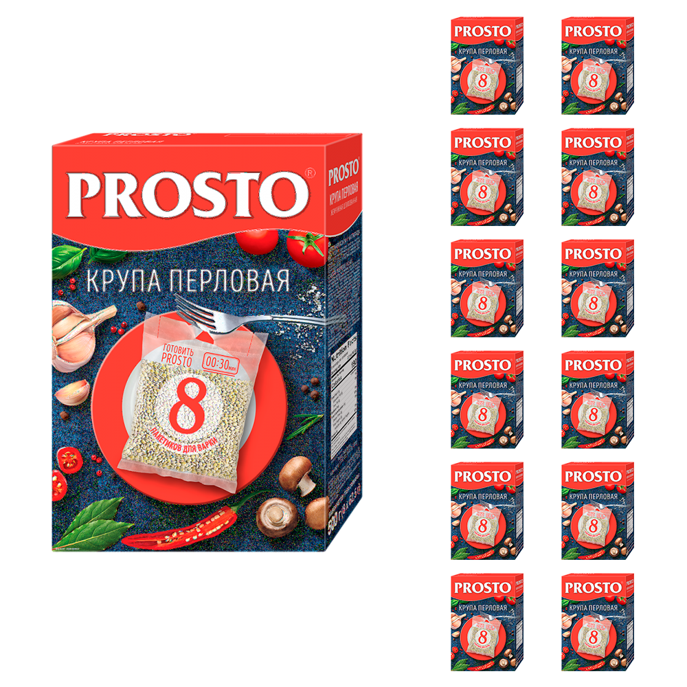 Перловая крупа Prosto (8 х 62,5г), 500г*12шт