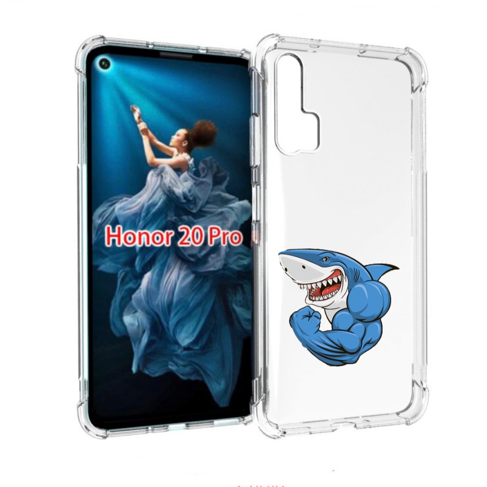 

Чехол бампер MyPads накаченная акула для Honor 20 Pro противоуда, Прозрачный, Tocco