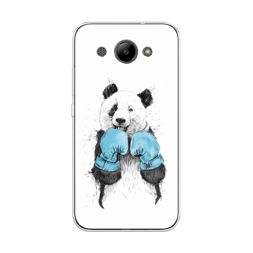 

Чехол на Huawei Y3 2018 "Панда боксер", Голубой;белый;серый, 65850-1