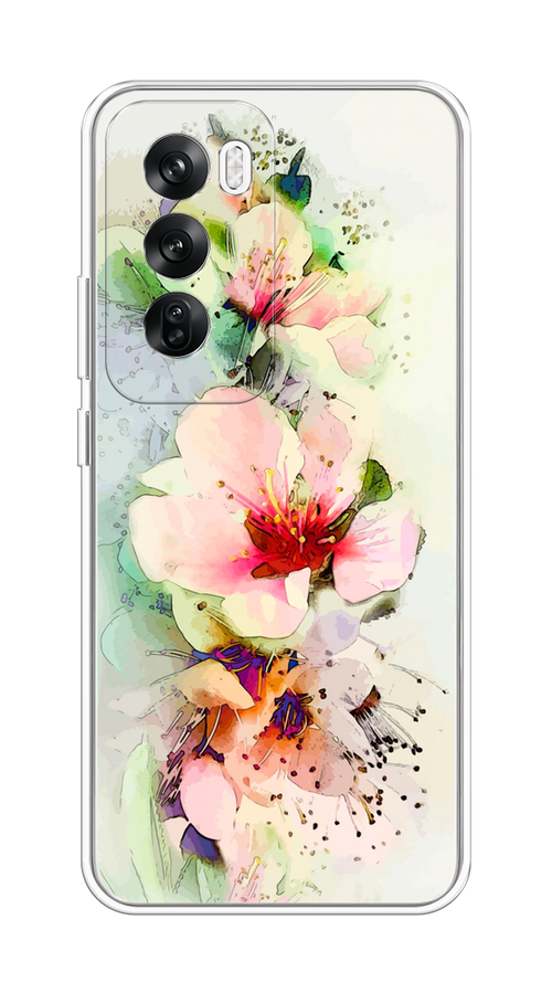 

Чехол на Oppo Reno 12 "Нежные цветы", Зеленый;розовый, 2517450-1