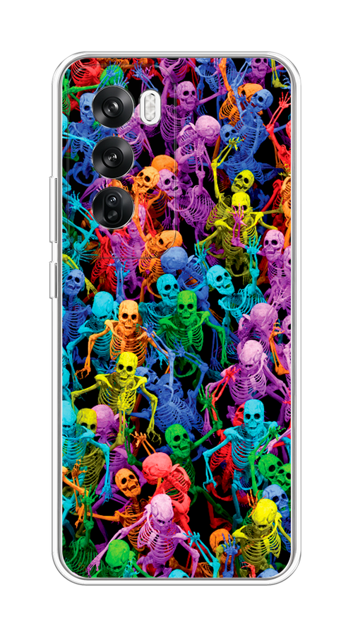 

Чехол на Oppo Reno 12 "Вечеринка скелетов", Фиолетовый;желтый;оранжевый, 2517450-1