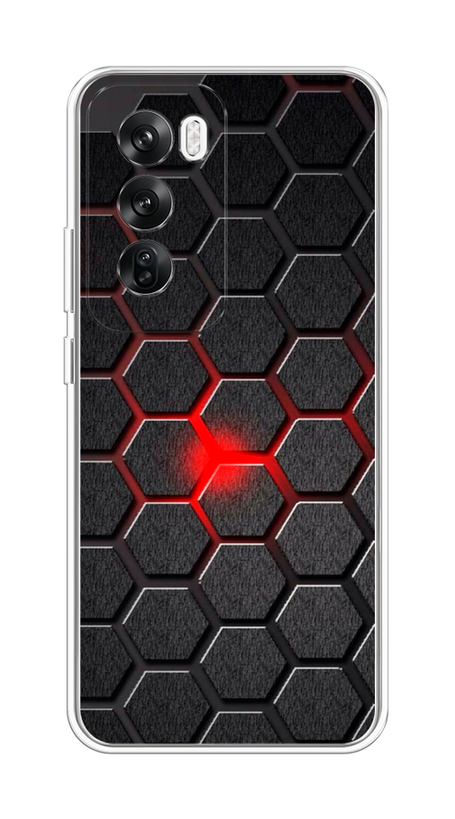 

Чехол на Oppo Reno 12 "Соты красные", Красный;черный;серый, 2517450-1