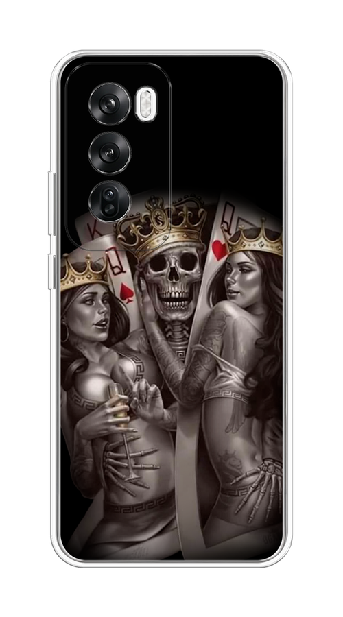 

Чехол на Oppo Reno 12 "Карты король и королевы", Серый;желтый, 2517450-1