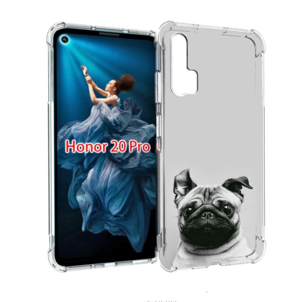 

Чехол бампер MyPads мопс для Honor 20 Pro противоударный, Прозрачный, Tocco