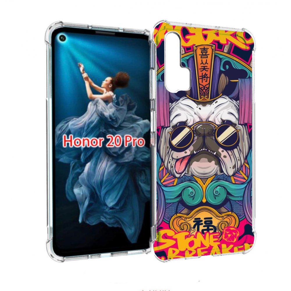 

Чехол бампер MyPads мопс агро яркая для Honor 20 Pro противоударный, Прозрачный, Tocco