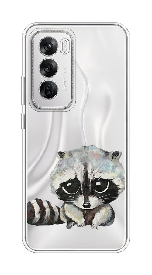 

Чехол на Oppo Reno 12 "Большеглазый енот", Серый;черный;прозрачный, 2517450-1