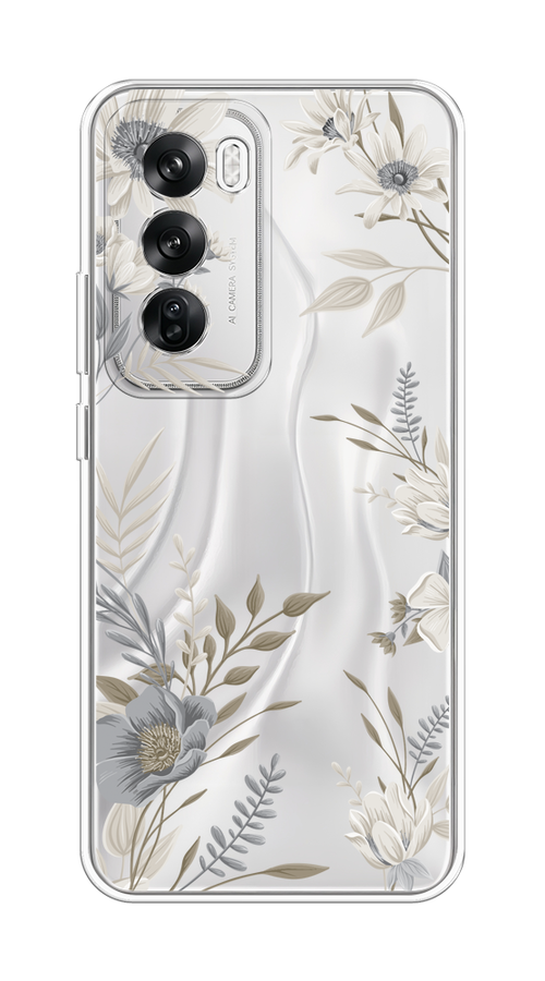 

Чехол на Oppo Reno 12 "Цветы сепия", Серый;прозрачный;зеленый;белый, 2517450-1