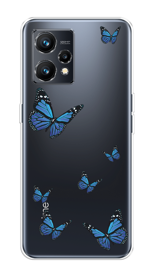 

Чехол на Realme 9 4G "Blue butterflies", Синий;черный, 258750-1