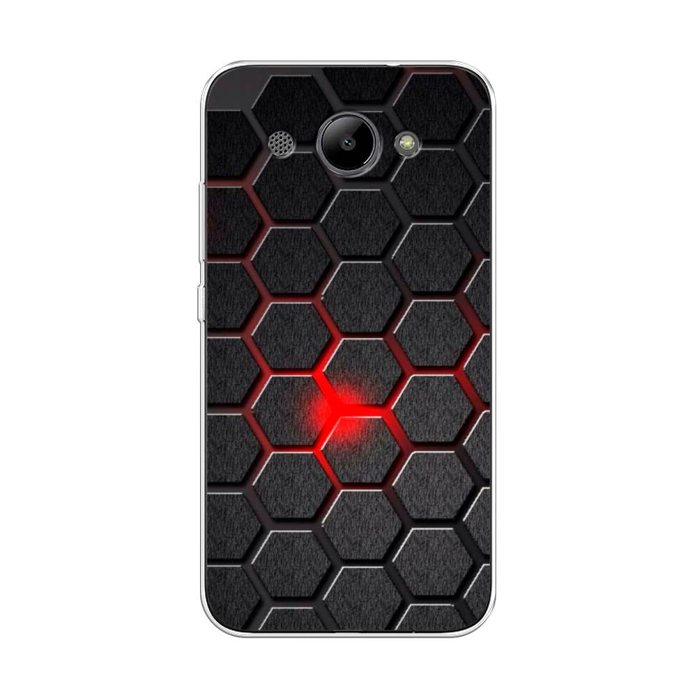 

Чехол на Huawei Y3 2018 "Соты красные", Красный;черный;серый, 65850-3
