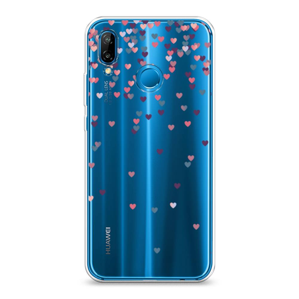 

Чехол на Huawei Nova 3E/P20 Lite "Посыпка сердечки", Розовый;фиолетовый, 65650-3