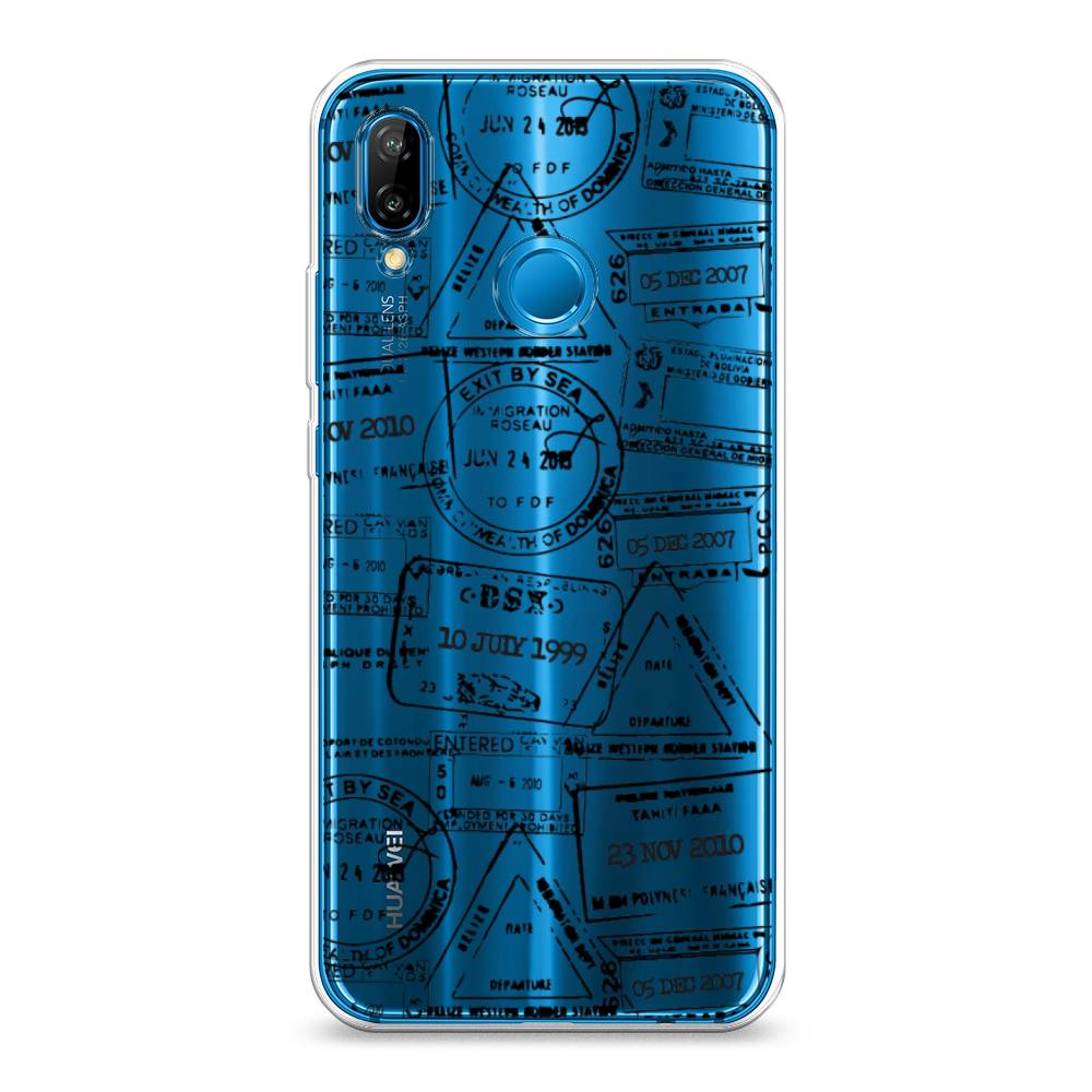 

Чехол на Huawei Nova 3E "Visa stamps 2", Белый;черный;серый, 65650-2