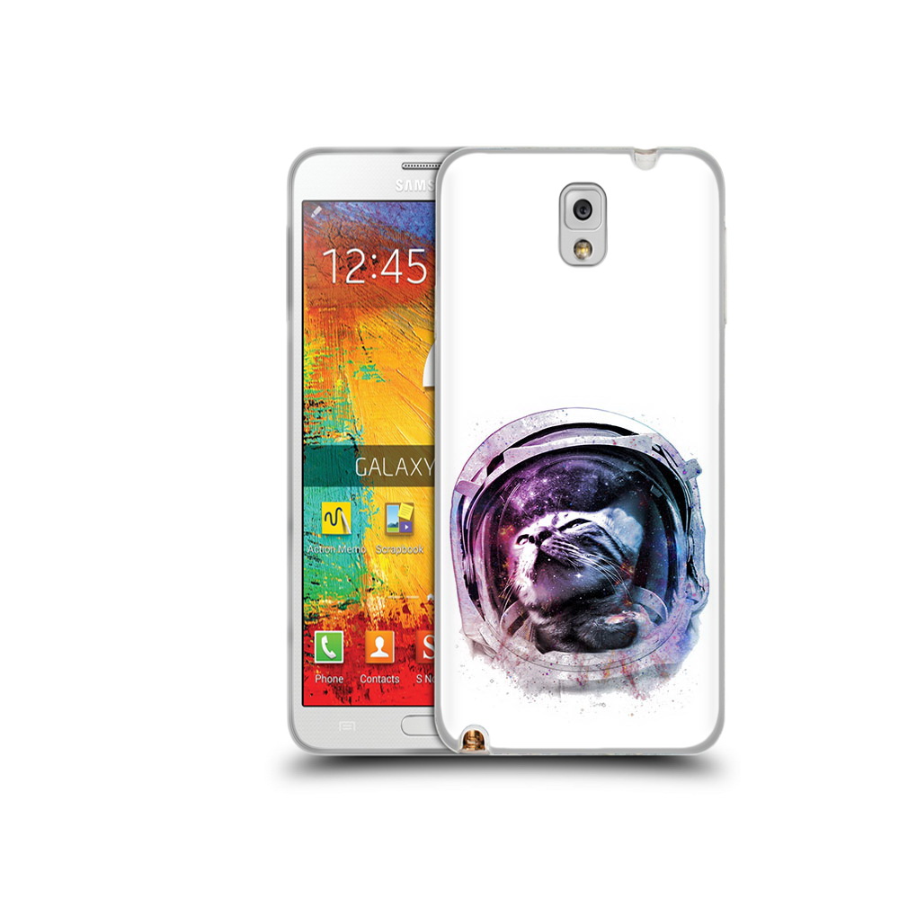 

Чехол MyPads Tocco для Samsung Galaxy Note 3 кот в шлеме, Прозрачный, Tocco