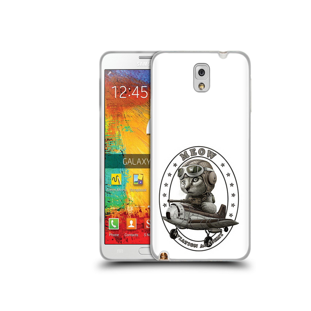 

Чехол MyPads Tocco для Samsung Galaxy Note 3 кот в самолете, Прозрачный, Tocco
