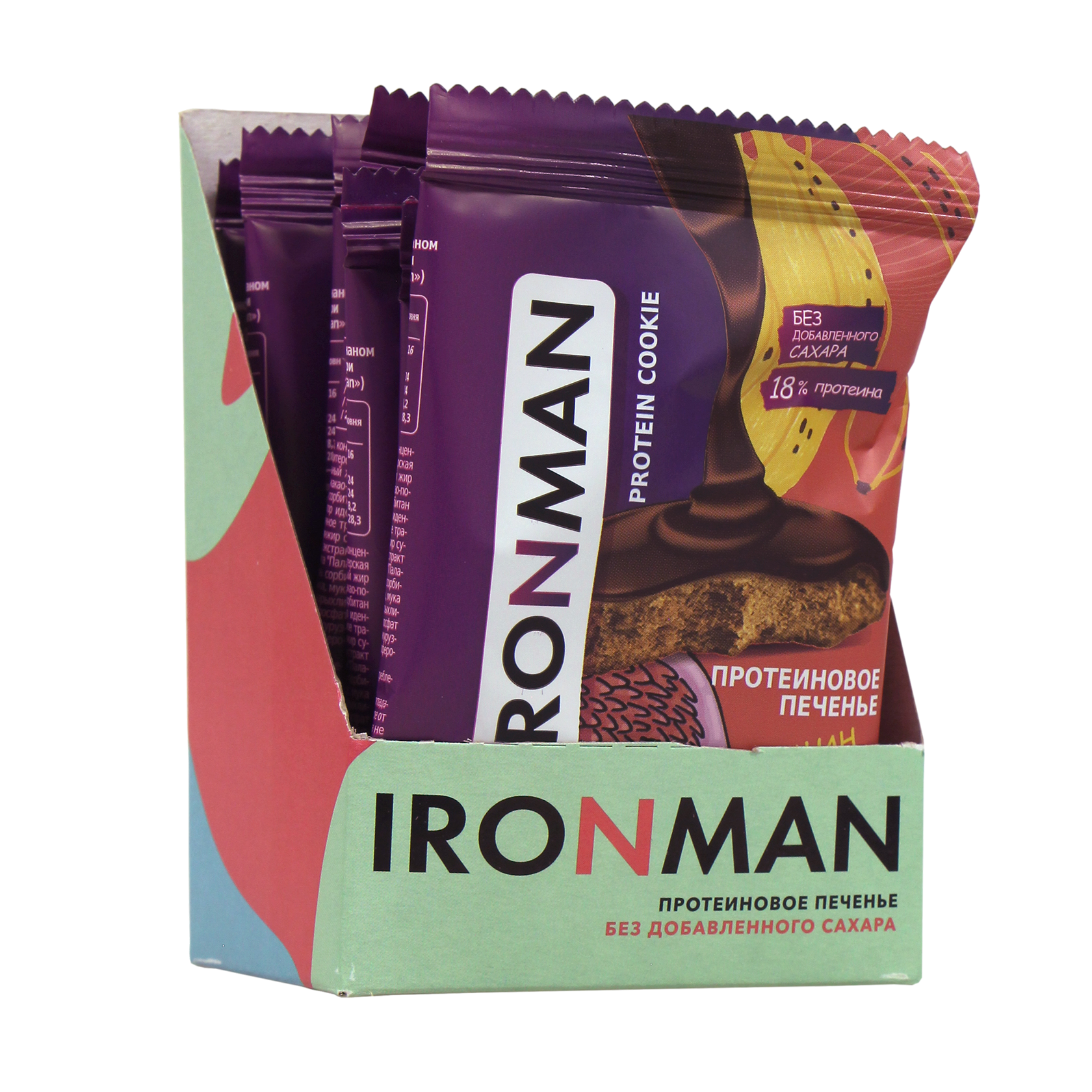 

Протеиновое печенье IRONMAN коробка 6 шт. Банан-инжир в темной глазури
