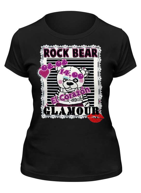 

Футболка женская Printio Rock bear черная 2XL, Rock bear
