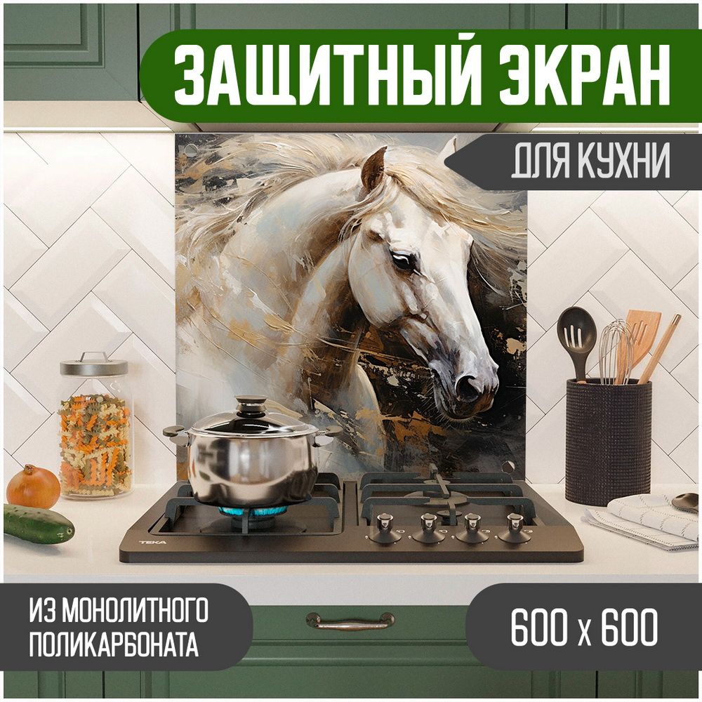 

Защитный экран для кухни Teslaplast Лошадь 600-036, Бежевый, ЗЭ-Животные-600-036