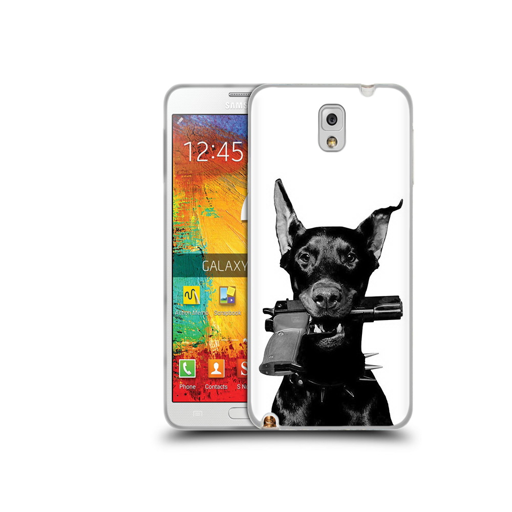 

Чехол MyPads Tocco для Samsung Galaxy Note 3 доберман с пистолетом, Прозрачный, Tocco