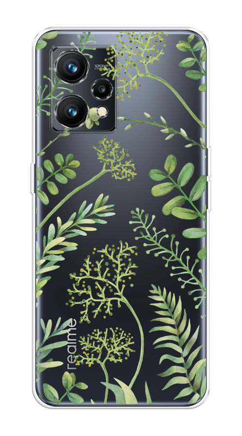 

Чехол на Realme 9 4G "Green Leaves", Зеленый;прозрачный, 258750-1