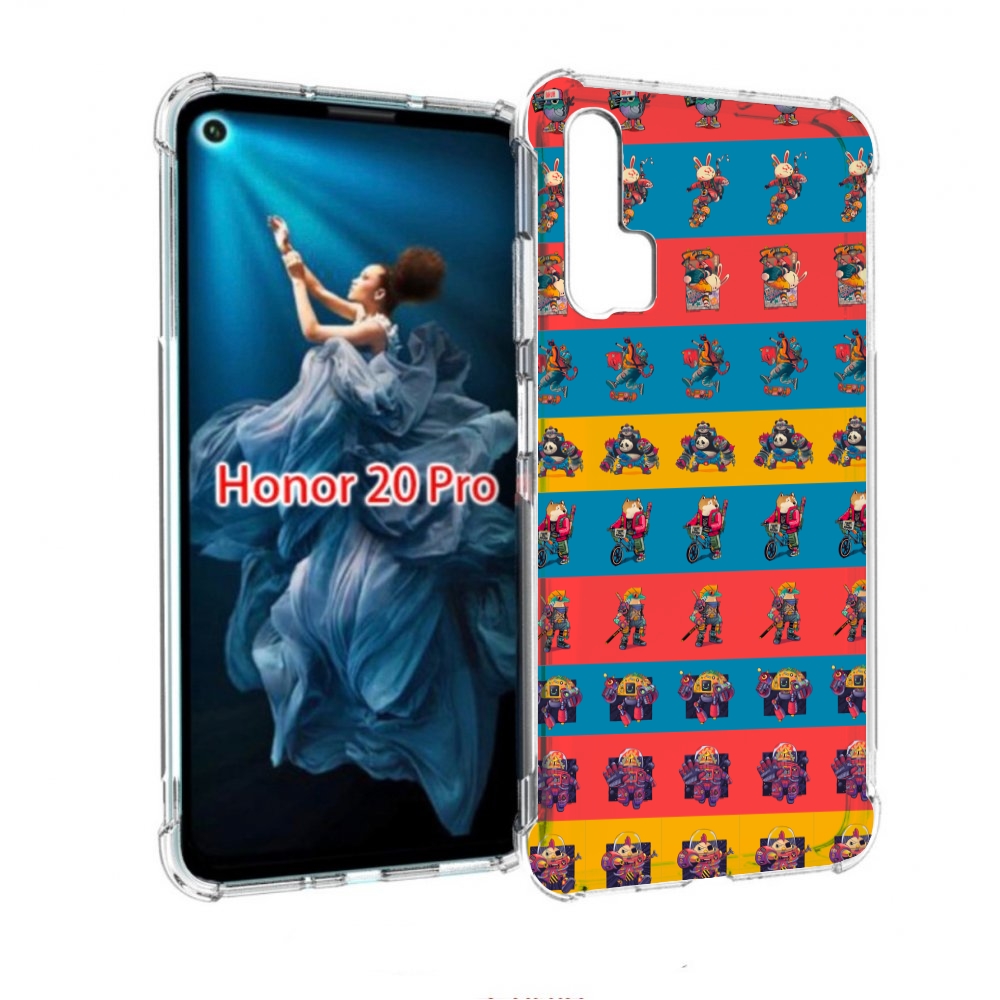 

Чехол бампер MyPads много стикеров для Honor 20 Pro противоударный, Прозрачный, Tocco