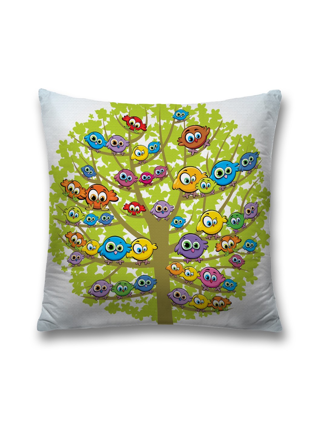 

Наволочка декоративная JoyArty "Птичье собрание" на молнии, 45x45 см, Белый