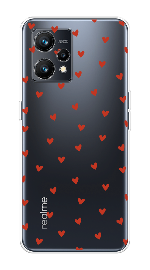 

Чехол на Realme 9 4G "Red hearts", Красный;прозрачный, 258750-1