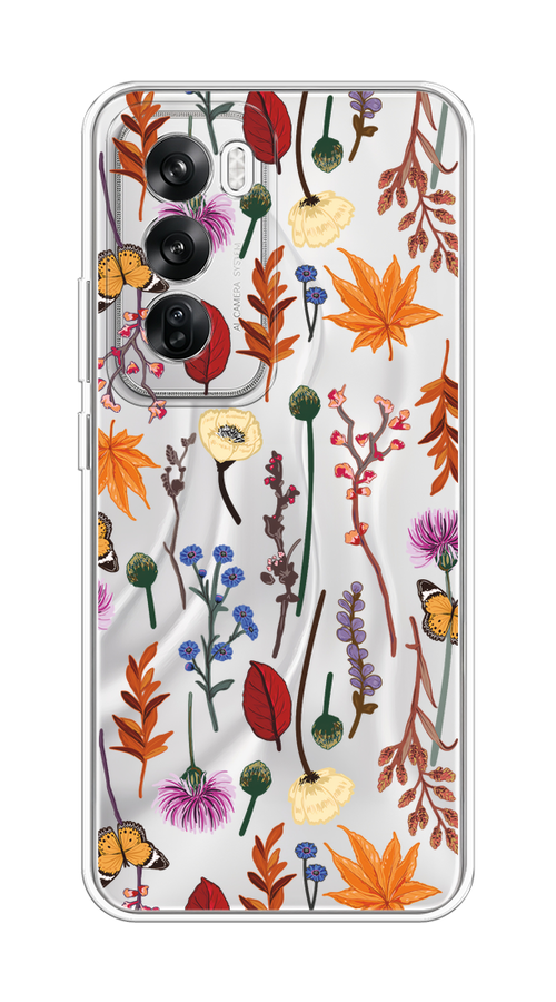 

Чехол на Oppo Reno 12 "Orange Purple flowers", Оранжевый;красный;розовый;желтый;прозрачный, 2517450-1