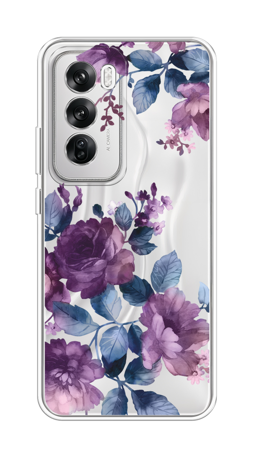 

Чехол на Oppo Reno 12 "Purple Blossoms", Синий;фиолетовый, 2517450-1
