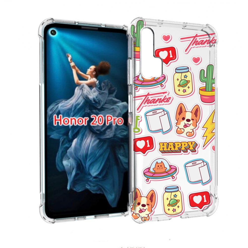 

Чехол бампер MyPads милые-стикеры-корги для Honor 20 Pro противо, Прозрачный, Tocco