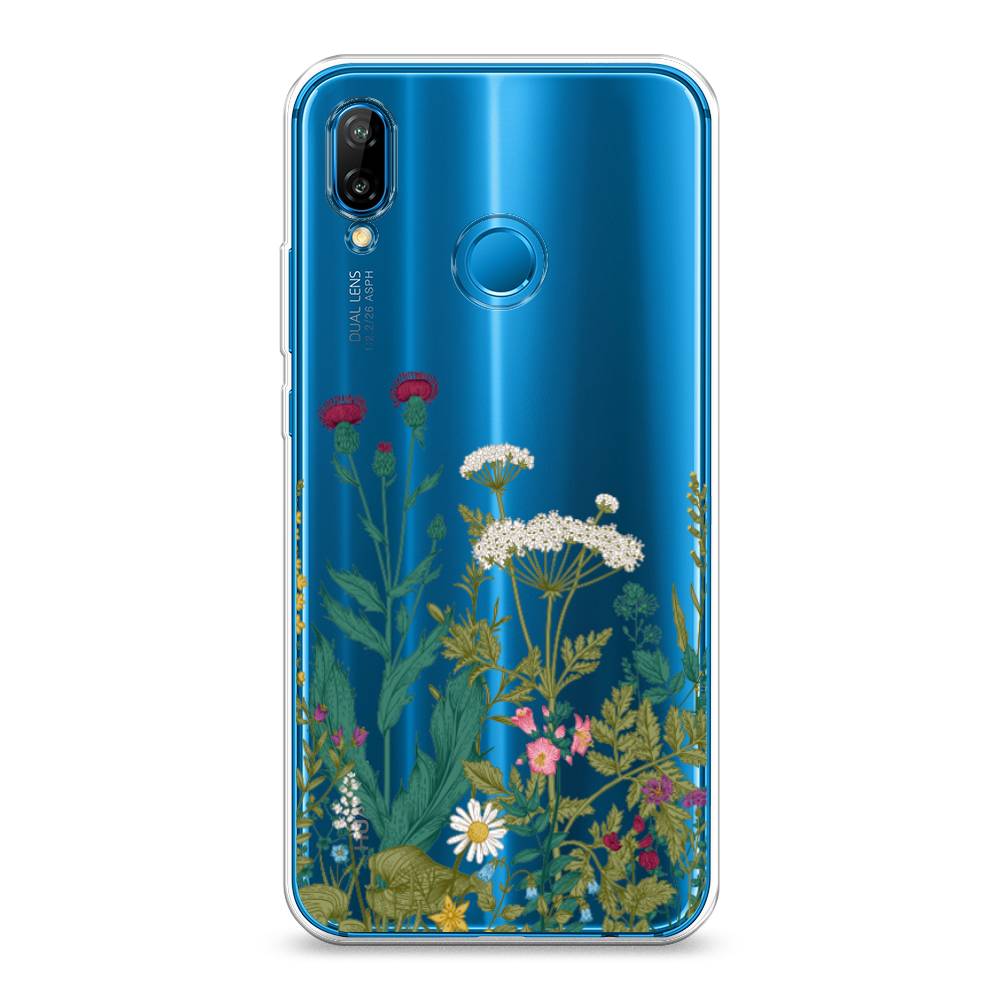 

Чехол на Huawei Nova 3E "Дикие полевые цветы", Зеленый;розовый;белый, 65650-2