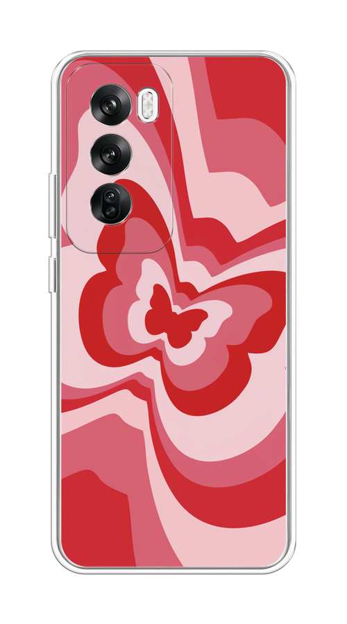 

Чехол на Oppo Reno 12 "Бабочка в стиле хиппи", Красный;розовый, 2517450-1