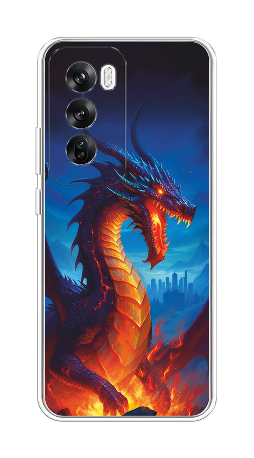 

Чехол на Oppo Reno 12 "Дракон над лавой", Оранжевый;коричневый;синий, 2517450-1