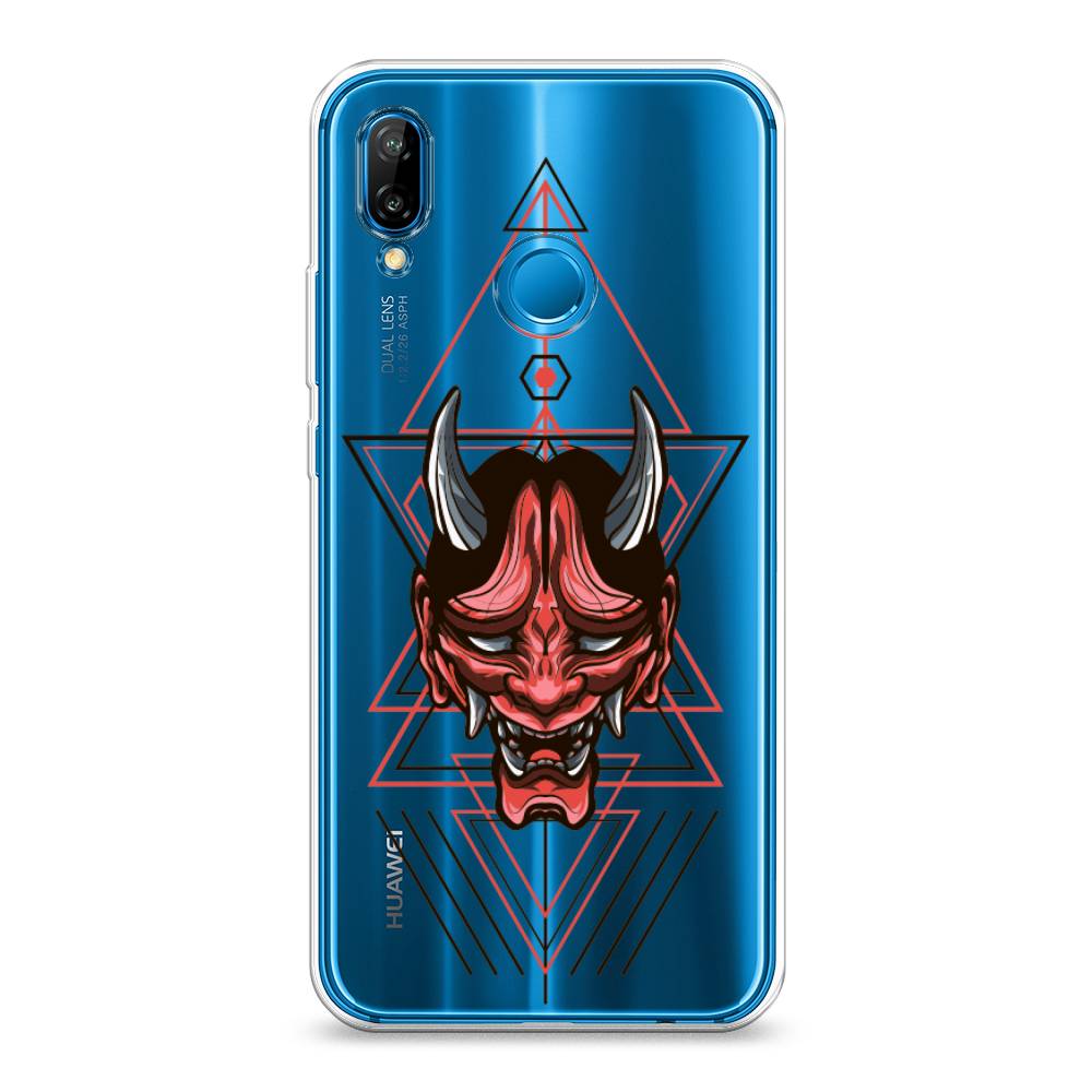 

Чехол на Huawei Nova 3E "Hanya Oni mask", Серый;красный;черный, 65650-4