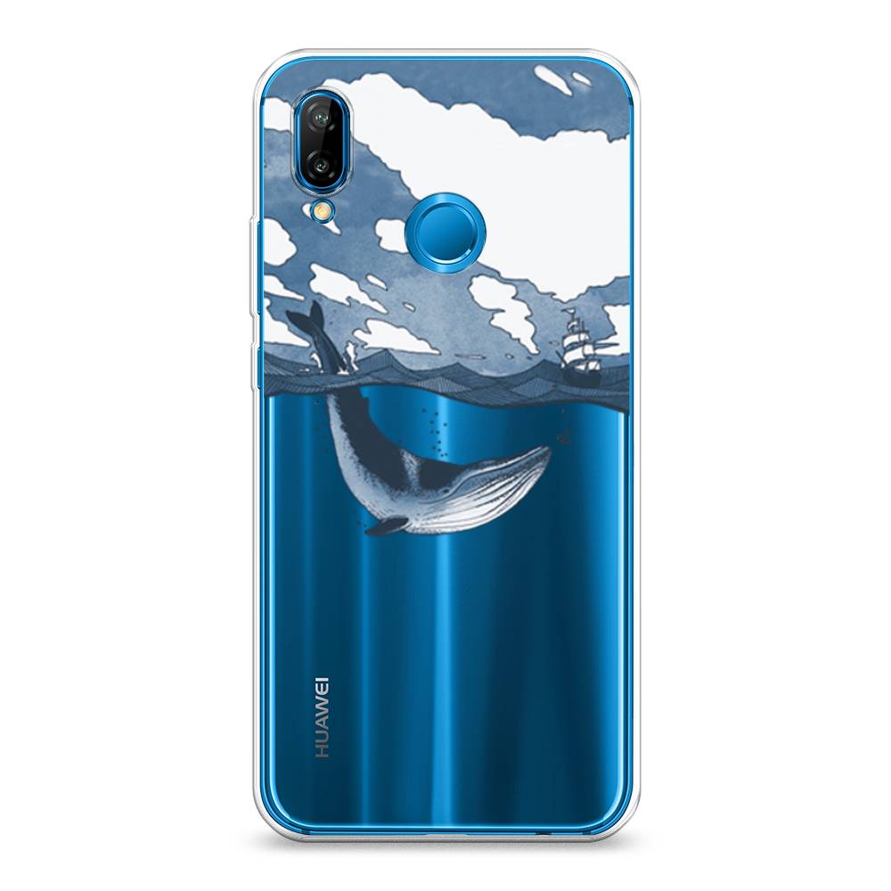 

Чехол на Huawei Nova 3E "Большой кит", Синий, 65650-1