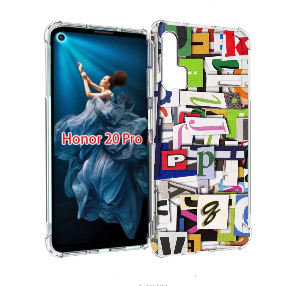 

Чехол бампер MyPads ломанные-буквы для Honor 20 Pro противоударный, Прозрачный, Tocco