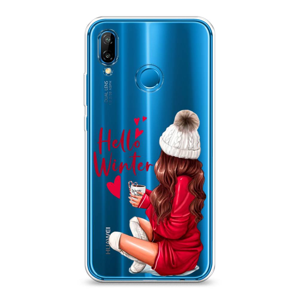 

Чехол на Huawei Nova 3E "Hello winter", Красный;белый;коричневый, 65650-5