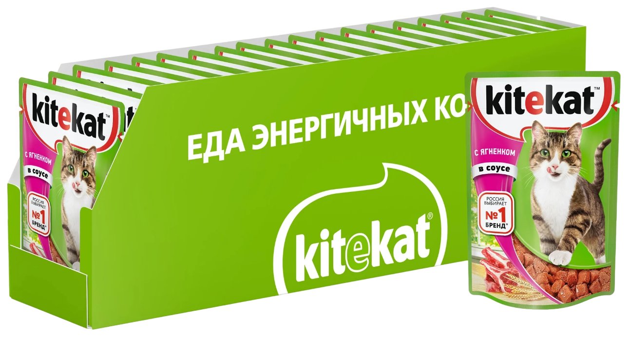 

Влажный корм для кошек Kitekat, ягненок в соусе, 28 шт по 85 г, ягненок 85 г