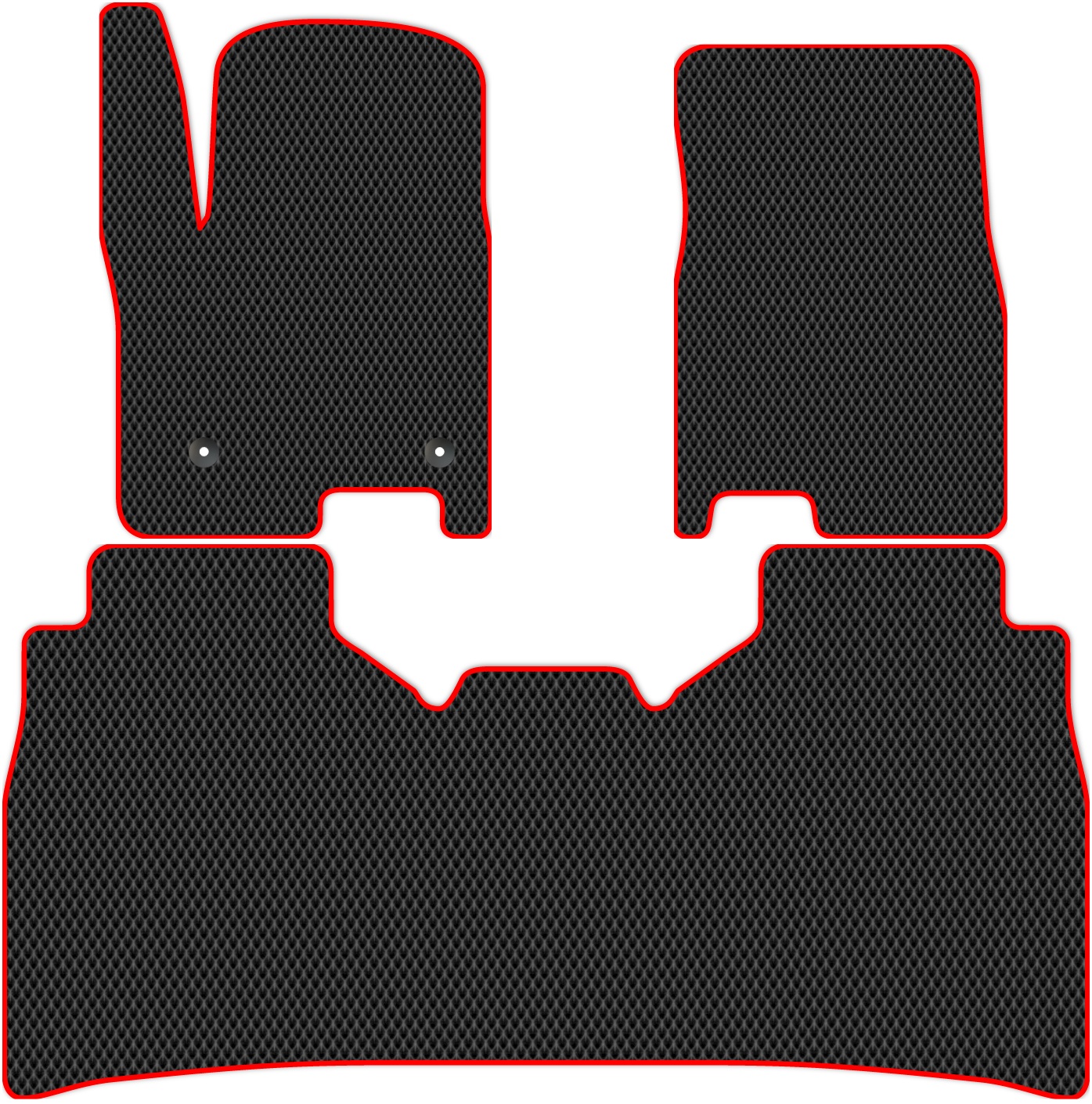 

Коврики ЭВА в салон для Chevrolet SILVERADO 4 2019 - Н.В., 3 шт. черный, красный кант, 1624-W3YL-H