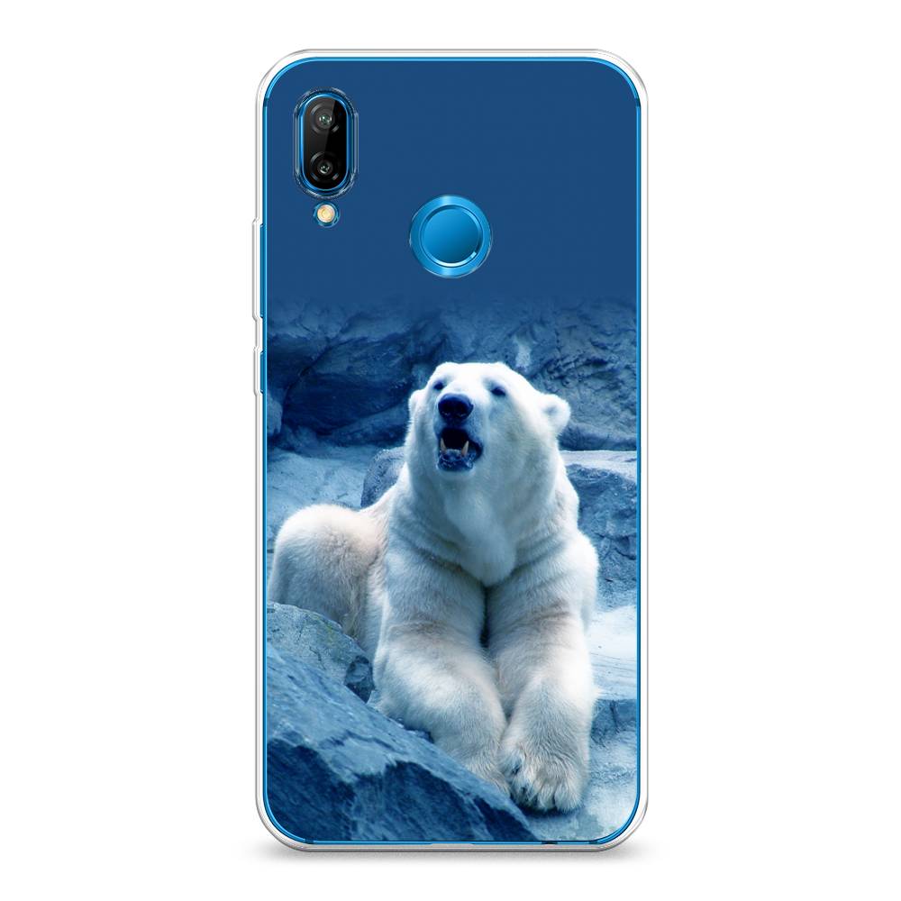 

Чехол на Huawei Nova 3E "Белый медведь", Голубой;белый, 65650-1