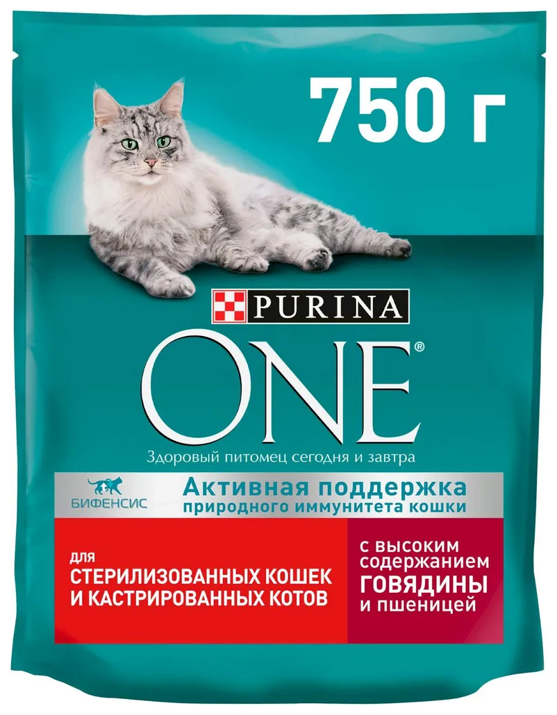 

Сухой корм для кошек Purina One говядина и пшеница, 750 г