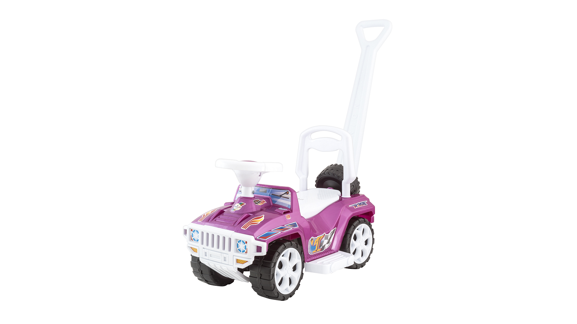 

Машинка-каталка с ручкой Orion toys розовая