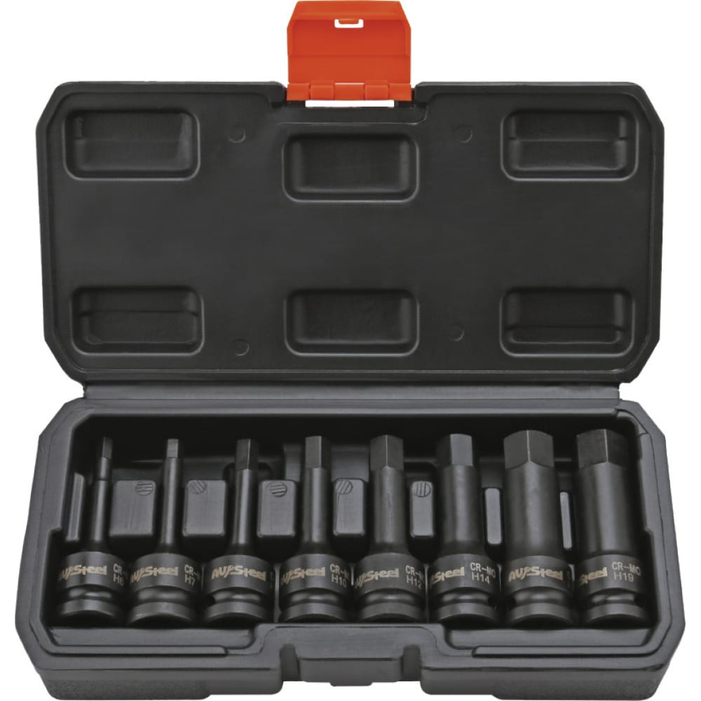 

Набор головок ударных 1/2" HEX L 78 мм, H6-H19, 8 шт. AV Steel AV-724408