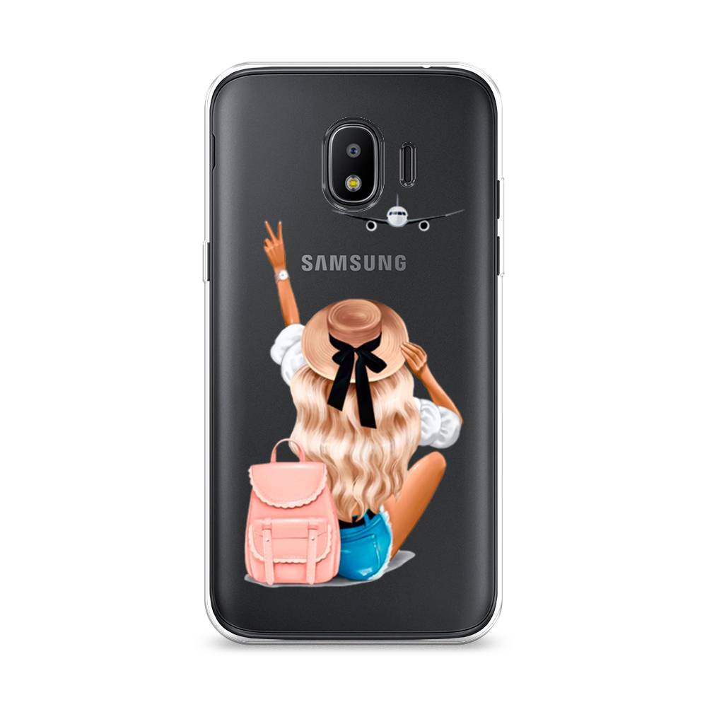 

Чехол Awog на Samsung Galaxy J2 2018 "Автостопом самолетом", Бежевый;розовый;голубой, 25650-7
