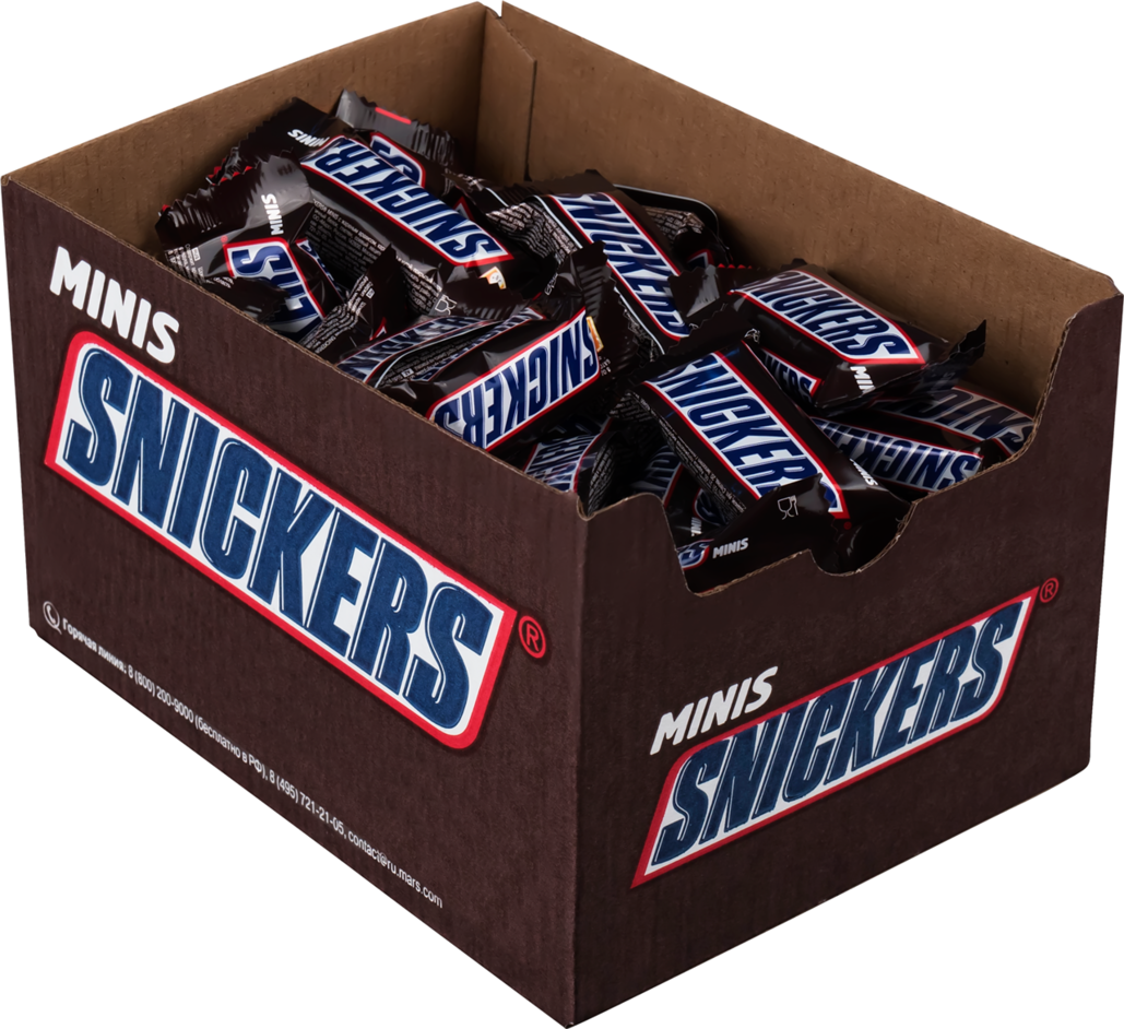 фото Шоколадные конфеты snickers minis, молочный шоколад, арахис, нуга, карамель, коробка, 1кг