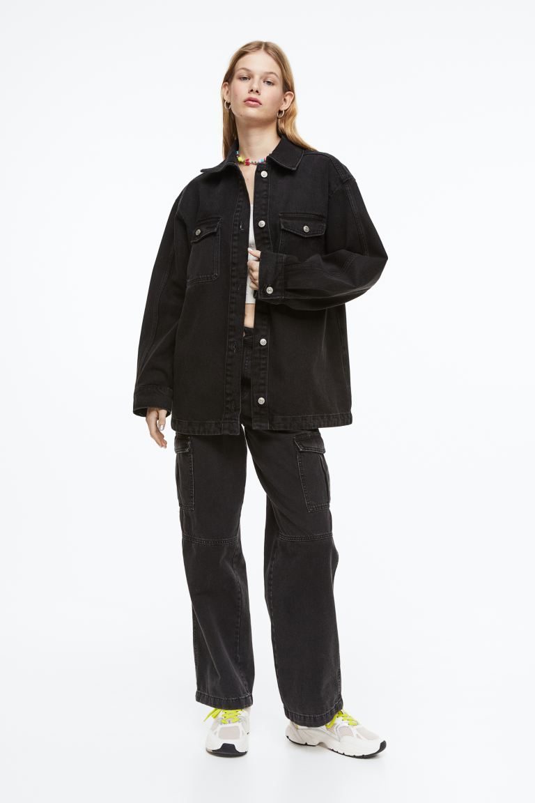 Джинсовая куртка женская H&M 1130767003 черная 2XS (доставка из-за рубежа)