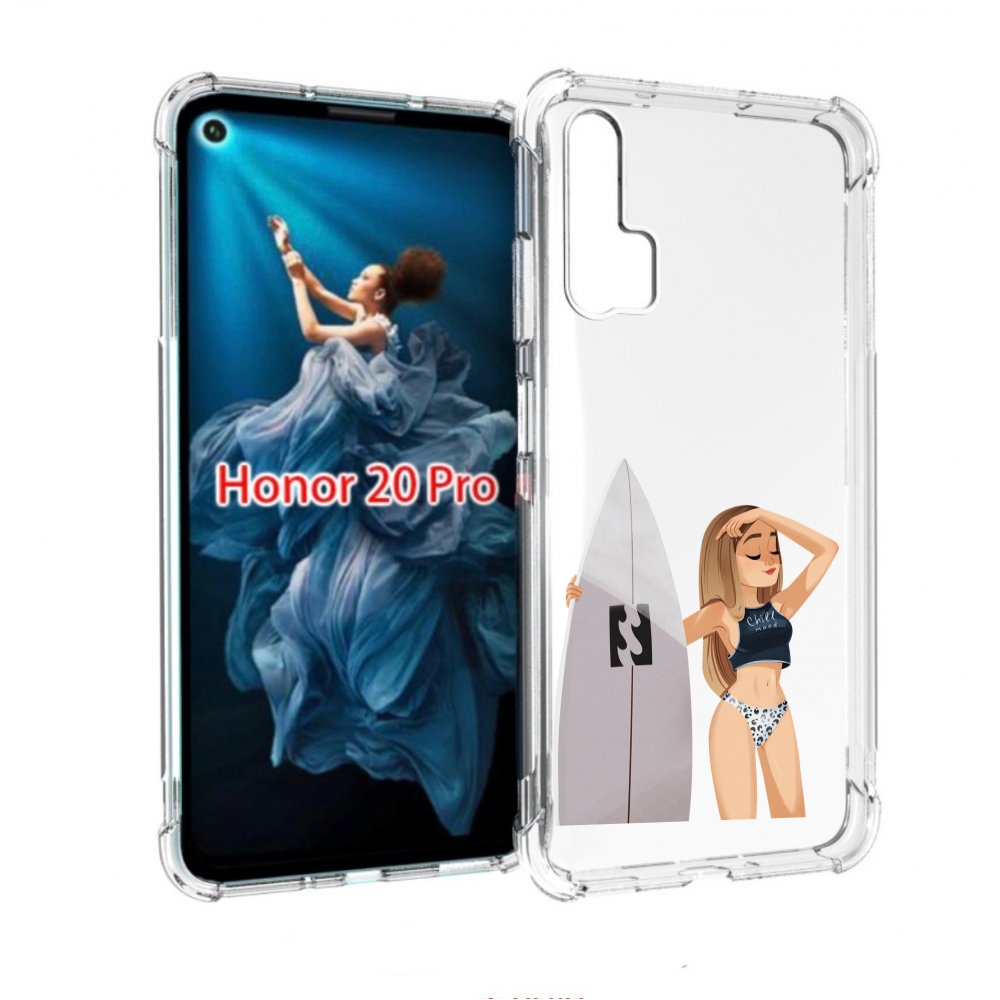 

Чехол бампер MyPads летний-серф для Honor 20 Pro противоударный, Прозрачный, Tocco