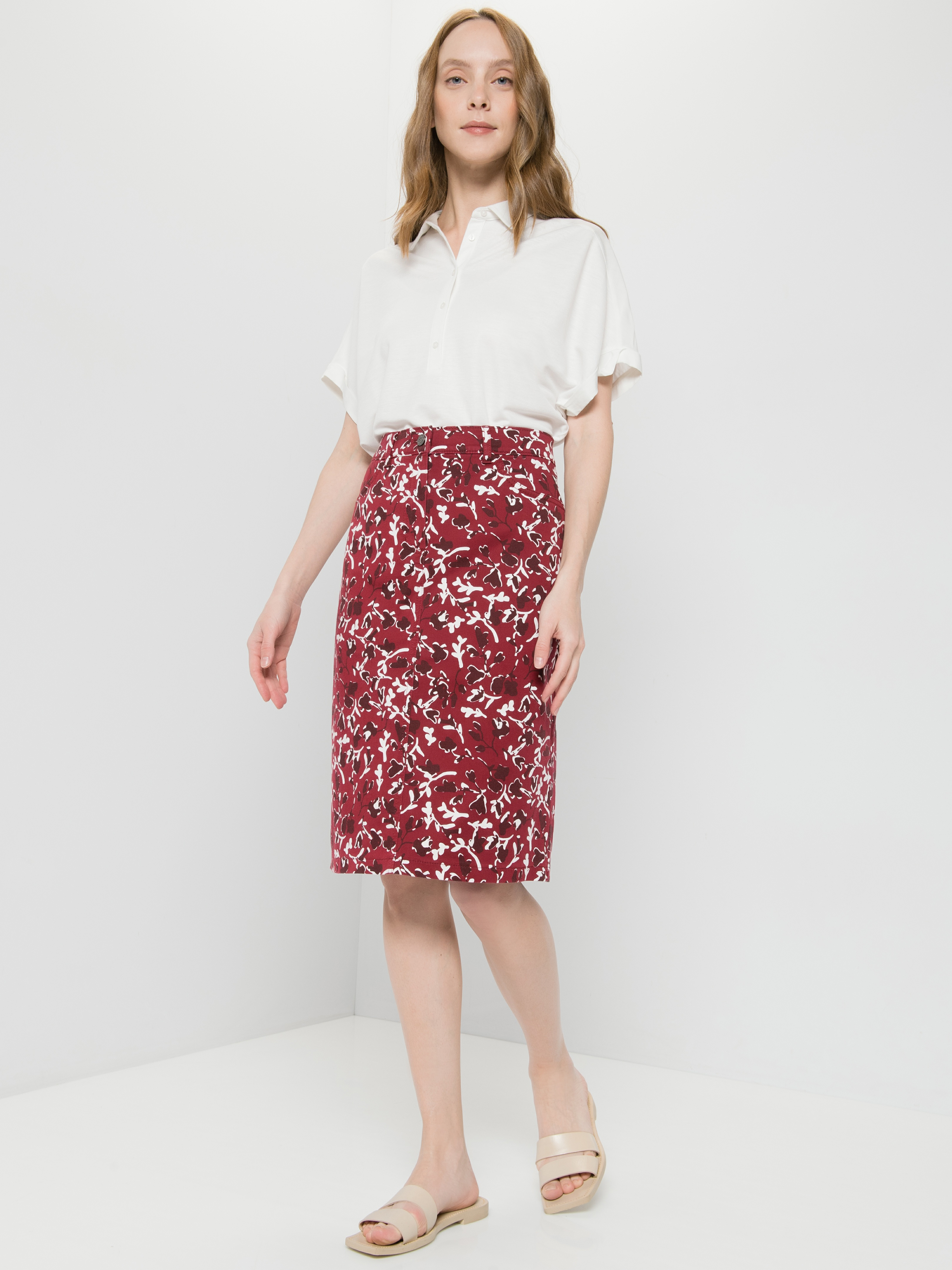 

Юбка женская Gerry Weber 610124-66236-6125 красная 48, 610124-66236-6125