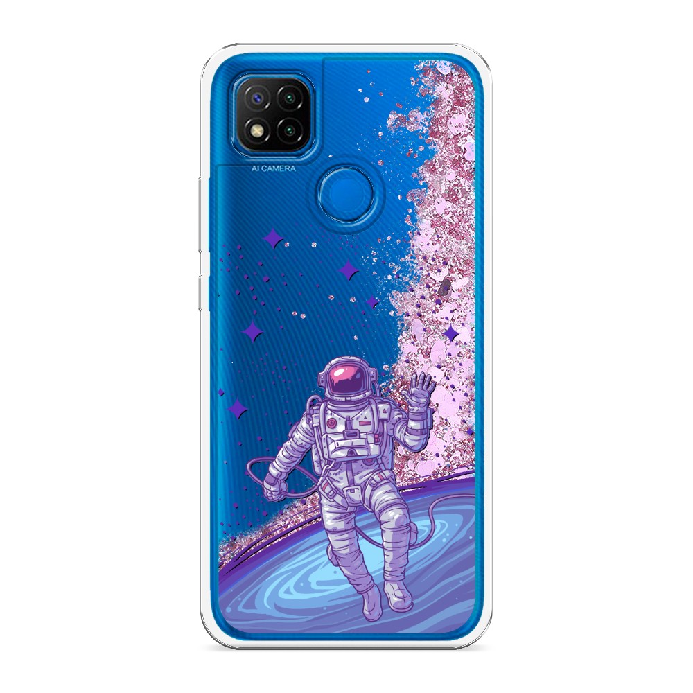 

Жидкий чехол с блестками "Космонавт в открытом космосе" на Xiaomi Redmi 9C