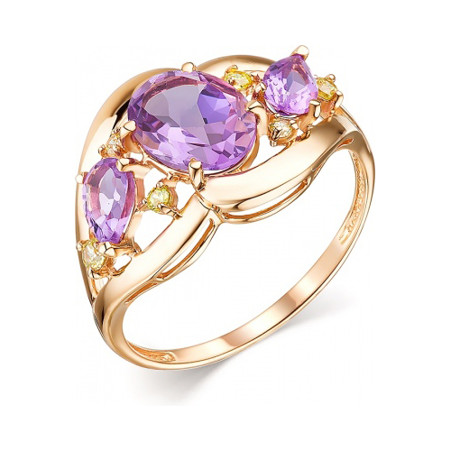 

Кольцо из красного золота с фианитом/аметистом р. 16,5 Гранат 1.10.10.0081.00-3135, 1.10.10.0081.00-3135
