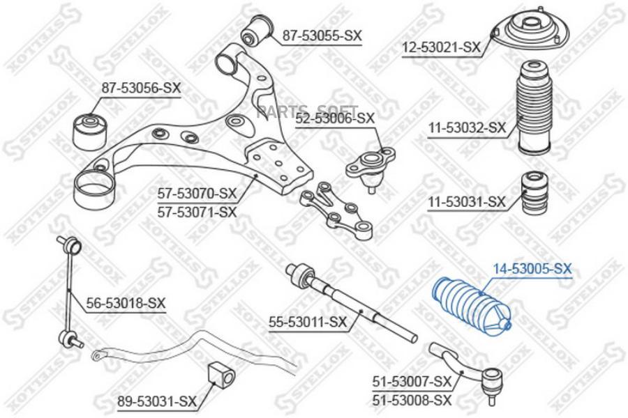 

STELLOX 1453005SX 14-53005-SX_пыльник рейки рулевой!\ Kia Sportage 04