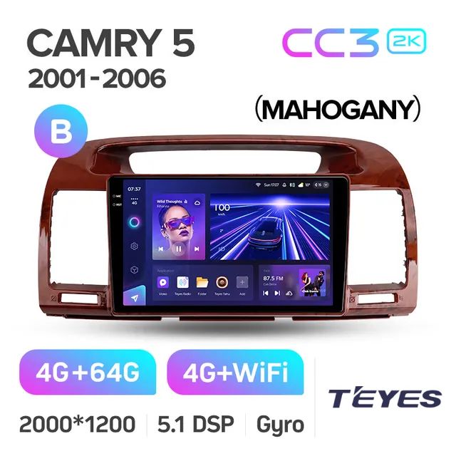

Магнитола Teyes CC3 2K 4/64 9" для Toyota Camry 5 XV 30 2001-2006 (Тип B), CC3 2K 4/64 9"